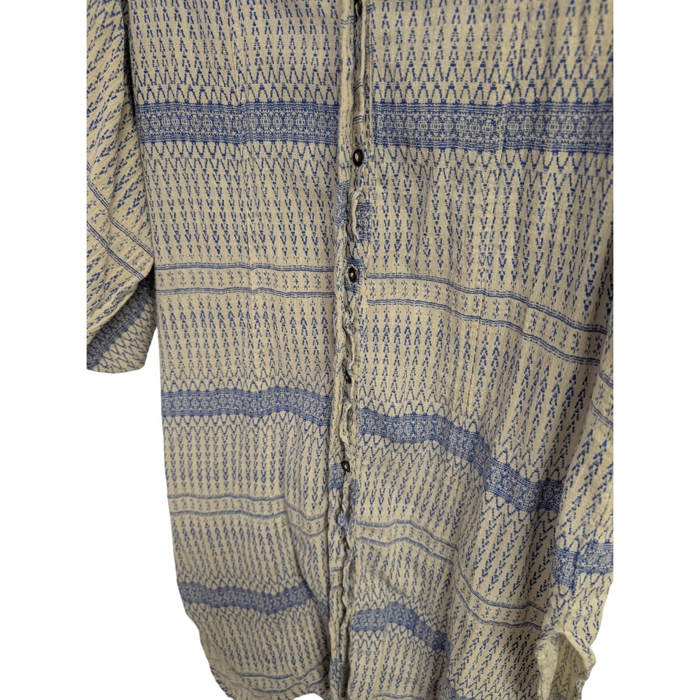Maeve Anthropologie‎ Lena Yarn Dyed Tunic Oversized Boho Chic Blue White XS - Picture 7 of 9